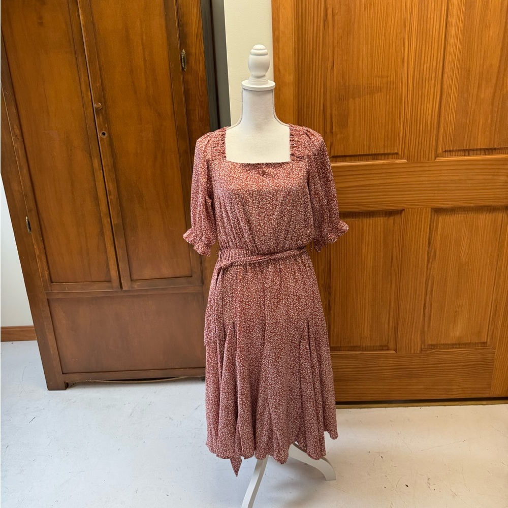 Orange Creek midi dress med 18in pit elastic waist/sleeve lined prairie boho